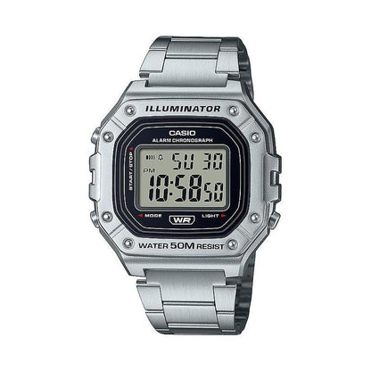 Casio Men's Classic Stainless Digital Bracelet Watch Silver