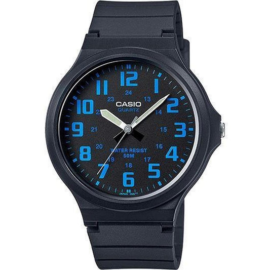 Casio Men S Super-Easy-Reader Watch Black/Blue Accents