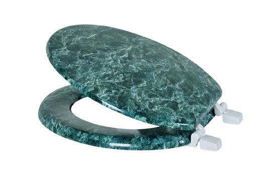 Dream Bath Heavy Duty Round Toilet Seat with Non-slip Seat and Quick-attach Easy Install Hardware Marbleized Wood Jade