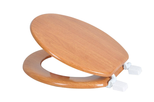Dream Bath Heavy Duty Round Toilet Seat with Non-slip Seat and Quick-attach Easy Install Hardware Wood Grain
