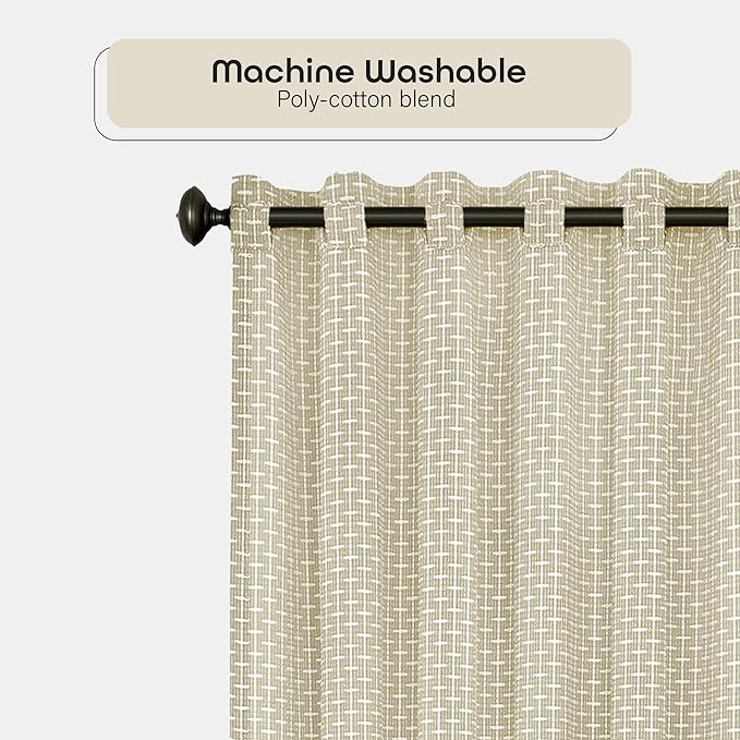  Window Curtain Panel - 42 Inch Width, 63 Inch Length, 2-inch Rod Pocket - Tan 