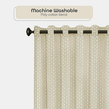  Window Curtain Panel - 42 Inch Width, 63 Inch Length, 2-inch Rod Pocket - Tan 