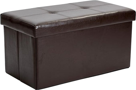 Simplify Faux Leather Folding Storage Chocolate