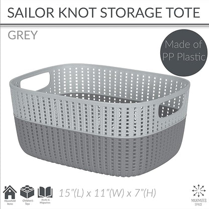 Simplify Large 2-Tone Decorative Storage Basket - Grey