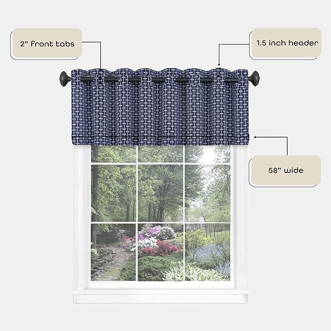 Window Curtains - 58 Inch Width, 13 Inch Length - Navy