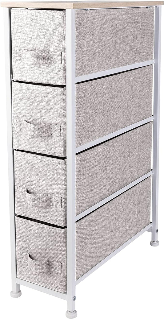 Simplify 4 Drawer Narrow Storage Chest in Beige