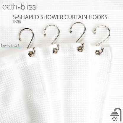 Bath Bliss S-Hook Shower Curtain Rings | Satin | 12 Count