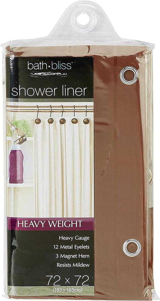 Bath Bliss Heavy Shower Curtain Liner in Chocolate, Brown