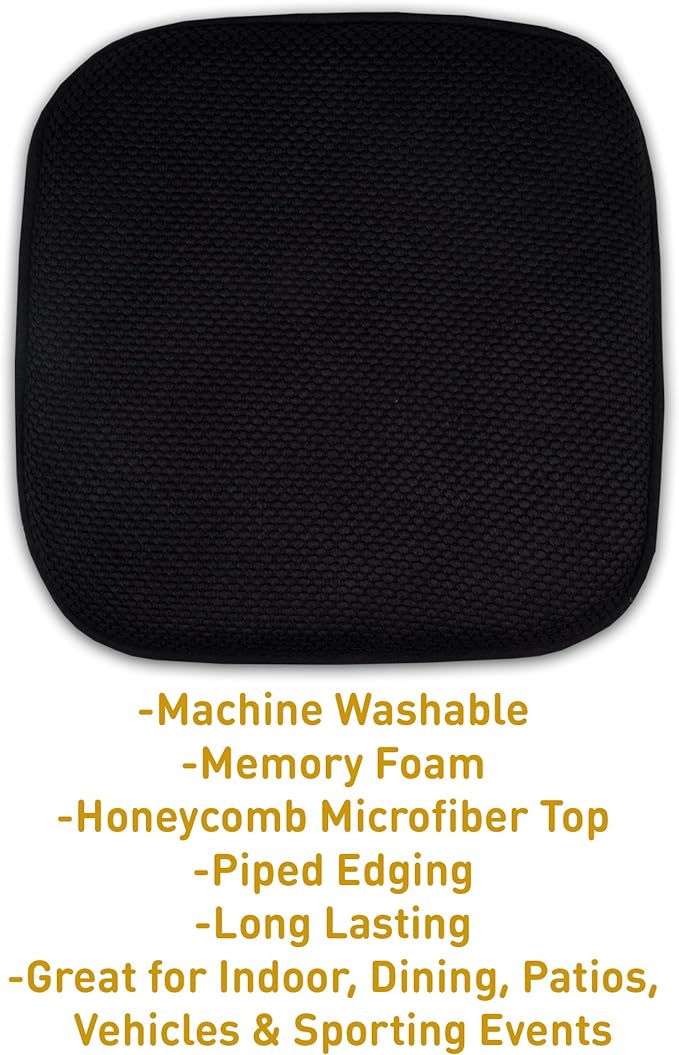 Popular Bath Honey Comb Chair Pad 2-pk., Black, 16X16