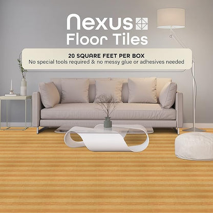 Nexus Light Oak Plank-Look 12"x12" Self Adhesive Vinyl Floor Basket Weave Light/Dark Oak