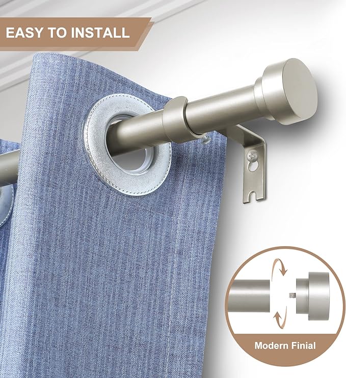 2 Pack Silver Curtain Rods for Windows 28 to 48 Inch(2.3-4ft)