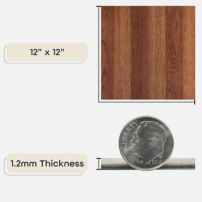 Nexus 12-Inch Vinyl Floor Tiles, 20 Tiles, Wood Oak Plank, Self Adhesive, Peel & Stick