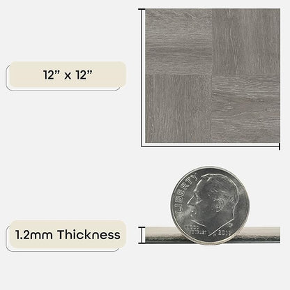 Nexus Charcoal Grey Wood 12"x12" Self Adhesive Vinyl Floor Tile #229 - 20 Tiles