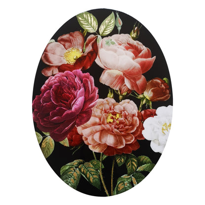 FLORALS LACQUERED OVAL CANVAS W/ GOLD FOIL - SIZE: 24" x 32" Oval