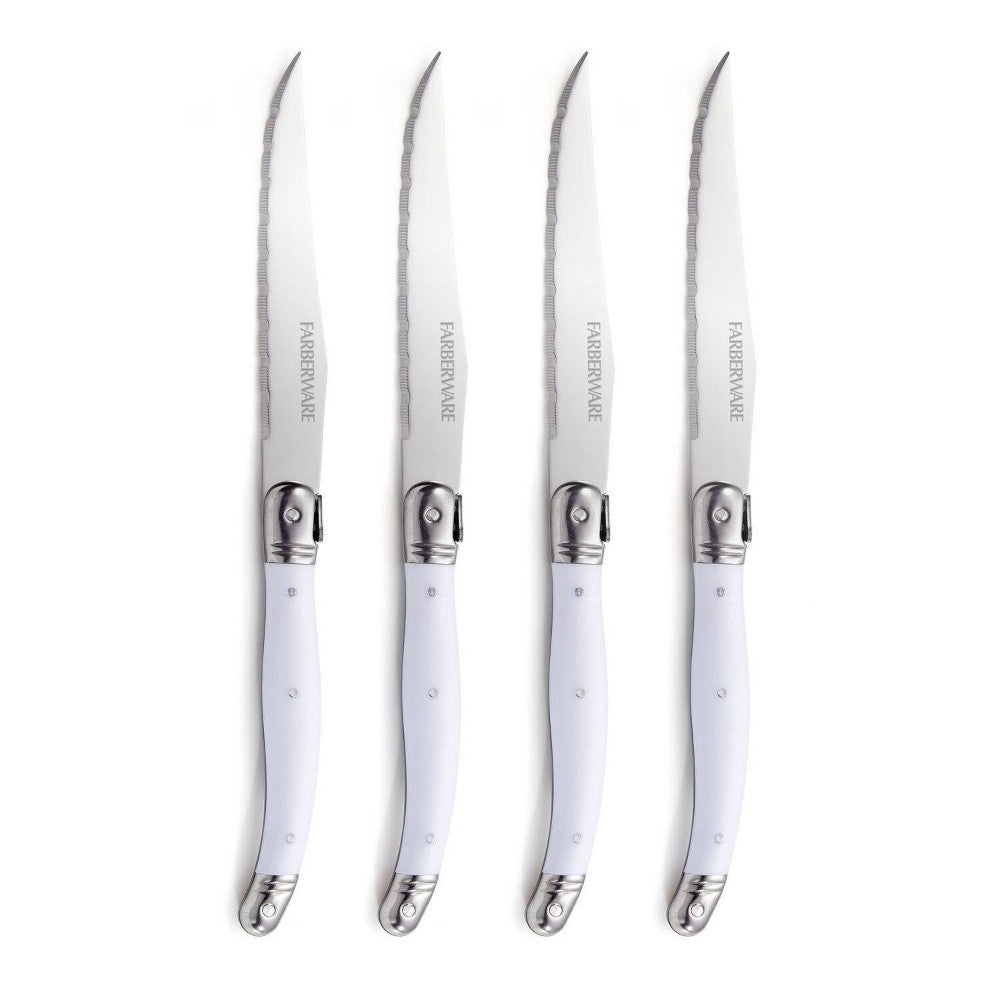 Farberware 4pc Laguiole Steak Knife Set White/Silver