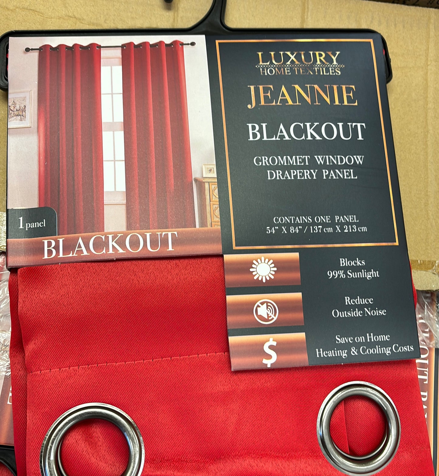 Jeannie Red Blackout Grommet Panel - 54"x84" Window Treatment for Superior Light Control and Privacy