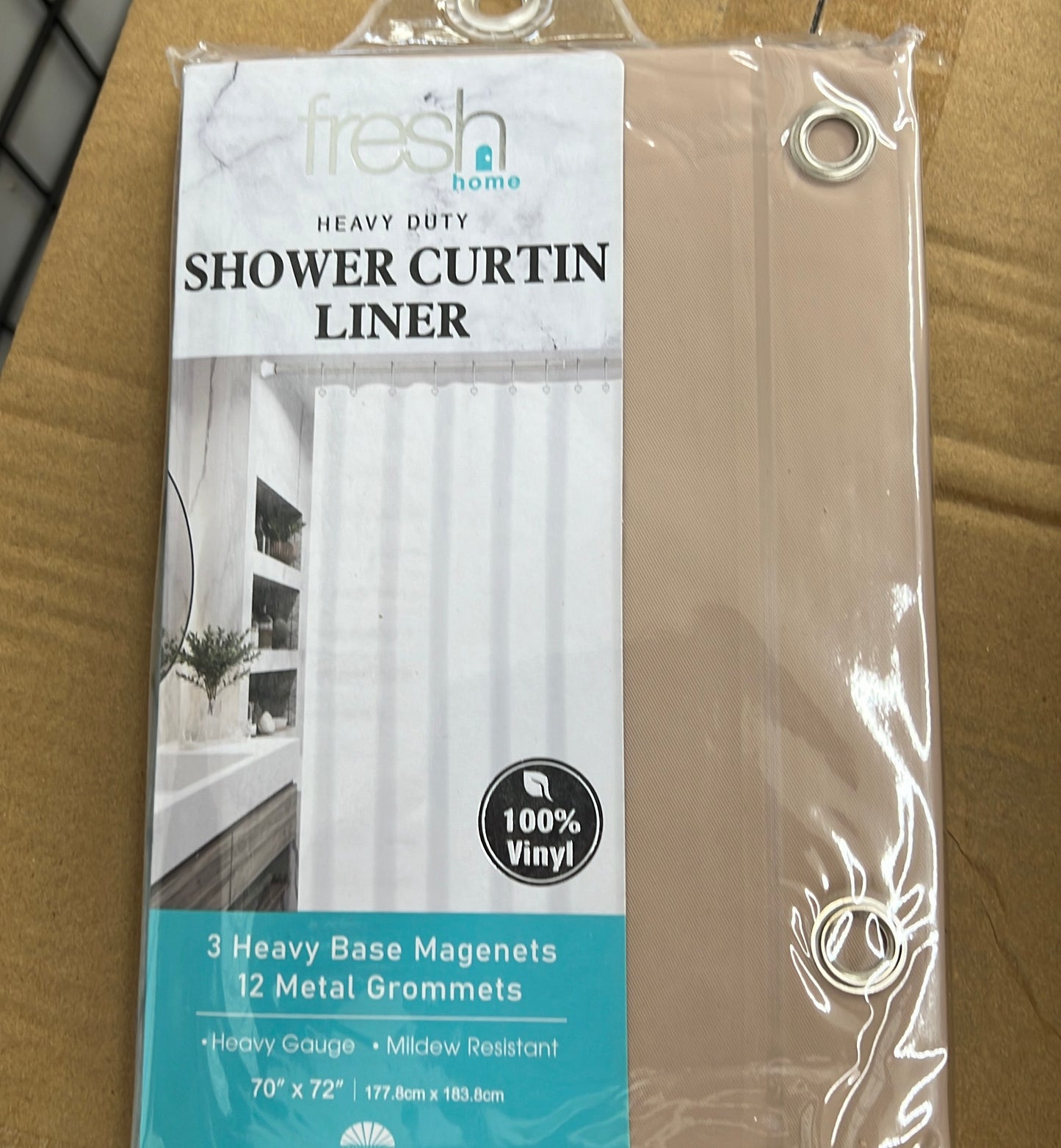 Taupe PVC Shower Curtain Liner