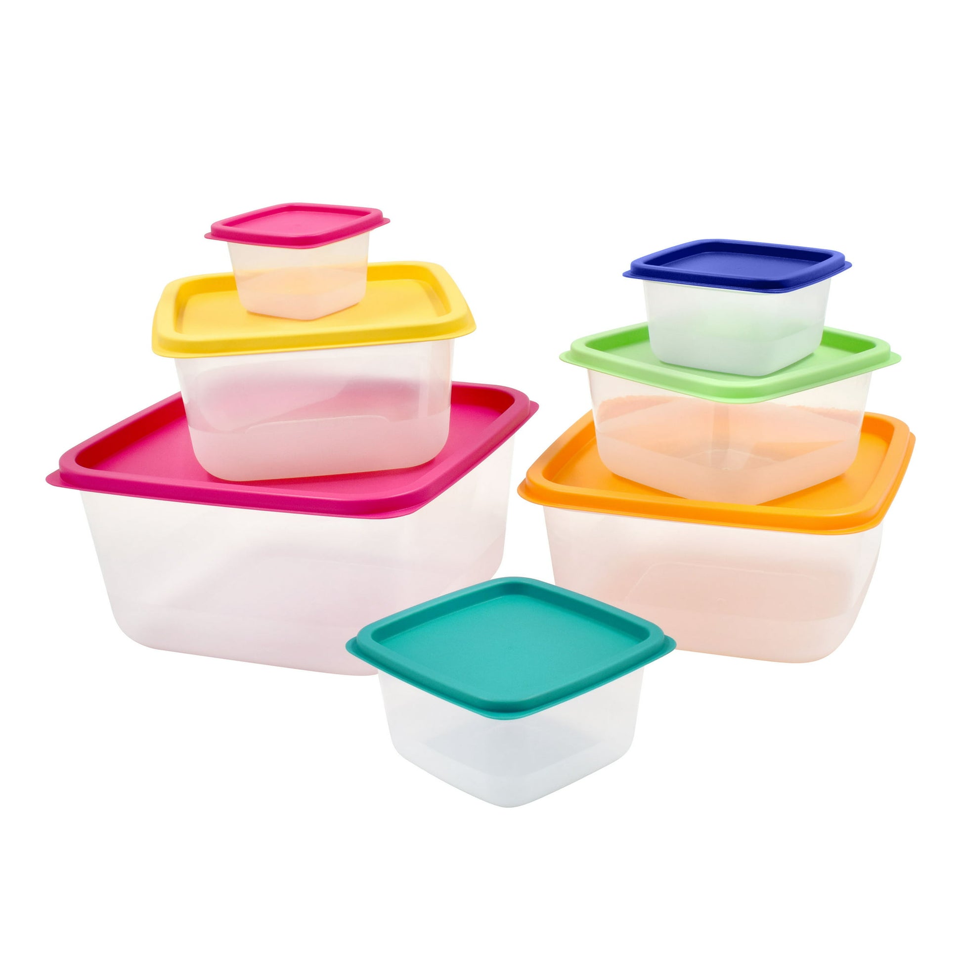 Mainstays Plastic Rainbow Food Storage Set, Multi Color, 14 Count