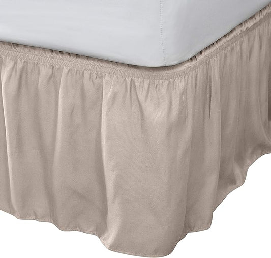 Home Details Wrap Around Bed Skirt Queen/King in Beige