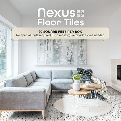 Nexus Self Adhesive 12-Inch Vinyl Floor Tiles, 20 Tiles - 12" x 12", Mosaic Slate Pattern - Peel & Stick, DIY Flooring for Kitchen, Dining Room, Bedrooms & Bathrooms by Achim Home Decor