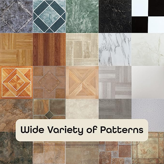 Nexus Self Adhesive 12-Inch Vinyl Floor Tiles, 20 Tiles - 12" x 12", Brick Pavers Pattern - Peel & Stick