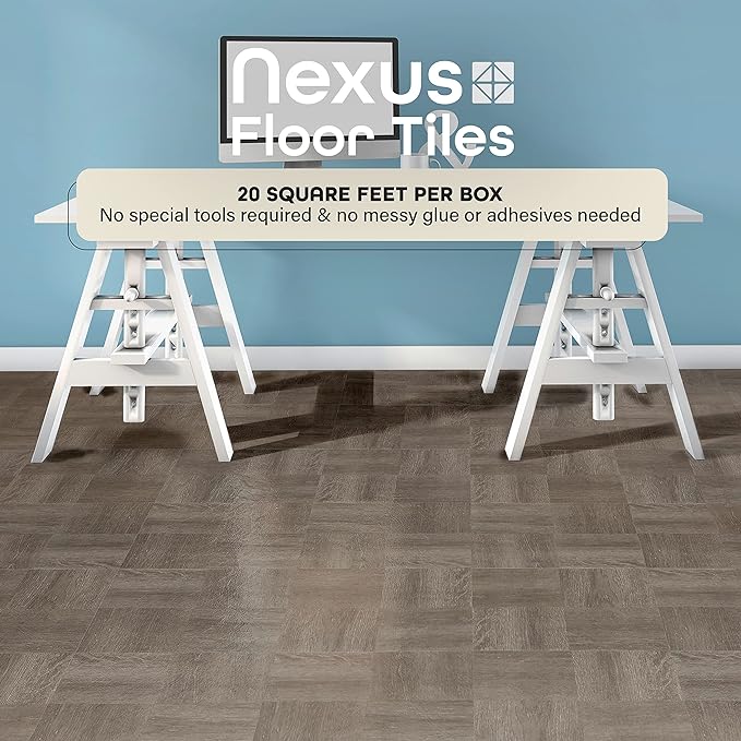 Nexus Charcoal Grey Wood 12"x12" Self Adhesive Vinyl Floor Tile #229 - 20 Tiles