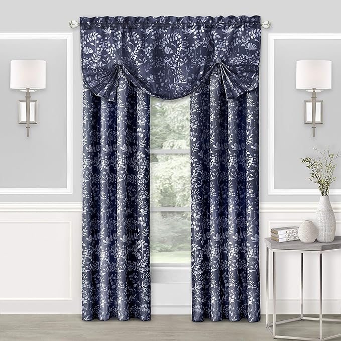 Achim Home Furnishings Charlotte Pleated Roman Valance - Navy