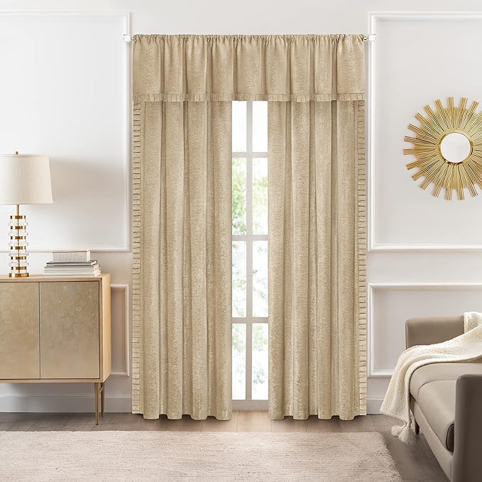 Achim Home Furnishings Bordeaux Window Curtain Valance, 52" x 14", Tan