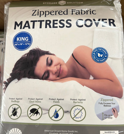 King  12" Deep Fabric Mattress Cover with Zipper