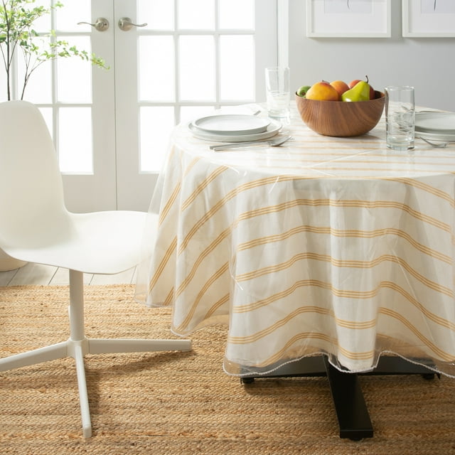 Home Details 70" Round Crystal Clear PVC Tablecloth Protector, Waterproof, Reusable Easy Clean