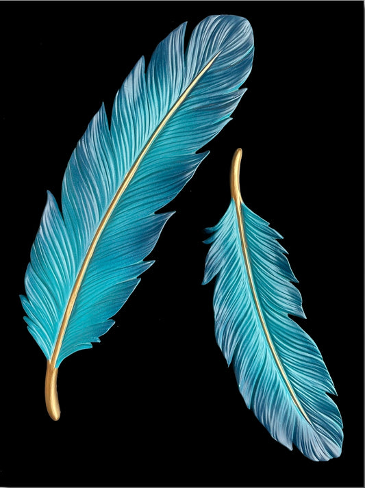 RESIN PLAQUE - FEATHERS - SIZE: 12" x 16"