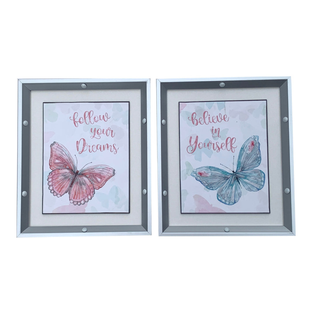 2PC RIVET FRAME W/ LINEN MAT - AFFLUTTER WATERCOLOR - SIZE: 2 - 11" x 13"