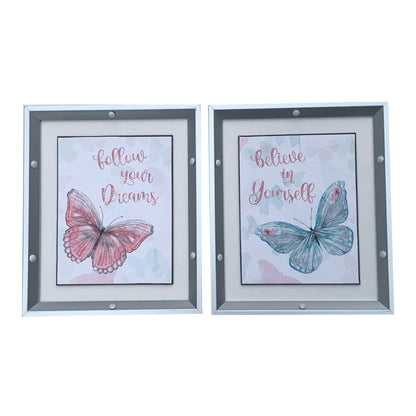 2PC RIVET FRAME W/ LINEN MAT - AFFLUTTER WATERCOLOR - SIZE: 2 - 11" x 13"