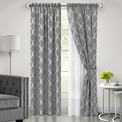 Bombay - Rod Pocket Panel with Tie Backs - 52 x 84 - Grey