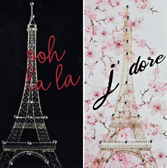 SPRINGS AND NIGHTS WITH JEWELS & FOIL LACQUERED CANVAS - SIZE: 12" x 24"