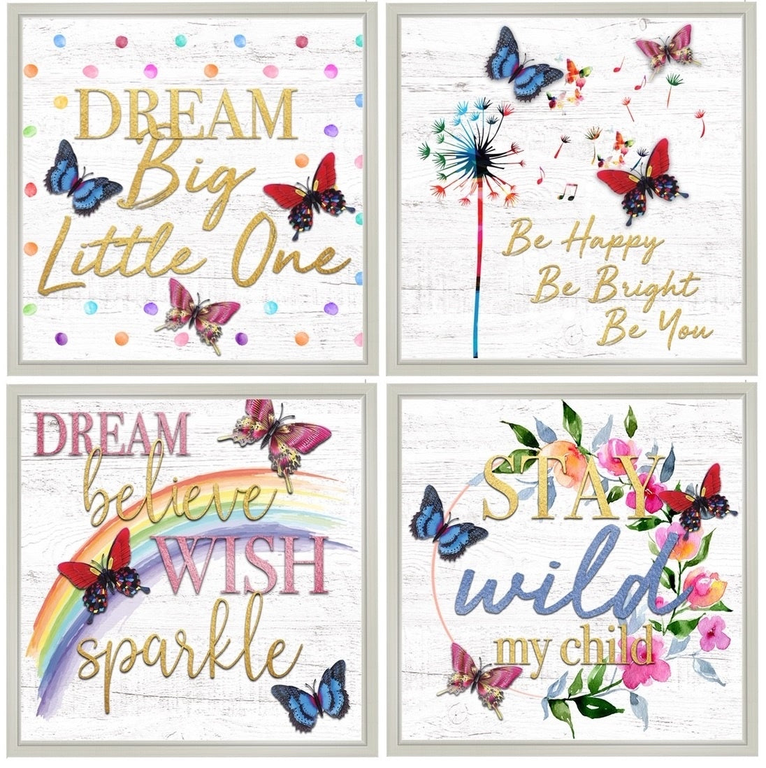 SHADOW BOX WITH BUTTERFLIES - INSPIRATIONAL  - SIZE: 11" x 11"