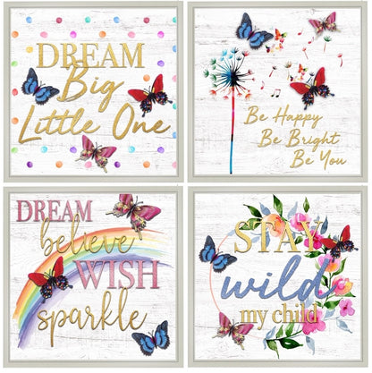 SHADOW BOX WITH BUTTERFLIES - INSPIRATIONAL  - SIZE: 11" x 11"