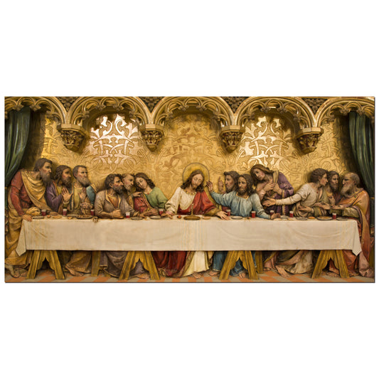 WOOD PLAQUE - LAST SUPPER - SIZE: 12" x 24"