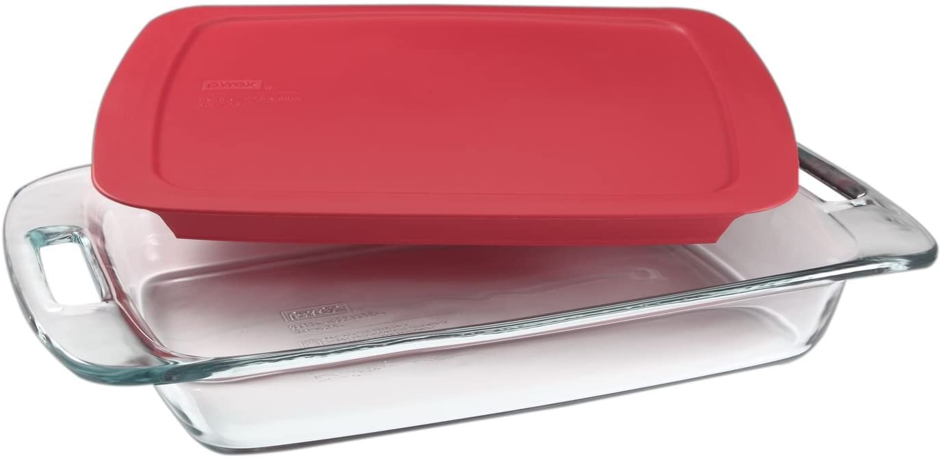 Pyrex Easy Grab Glass Baking Dish with Red Lid - 3 Quarts
