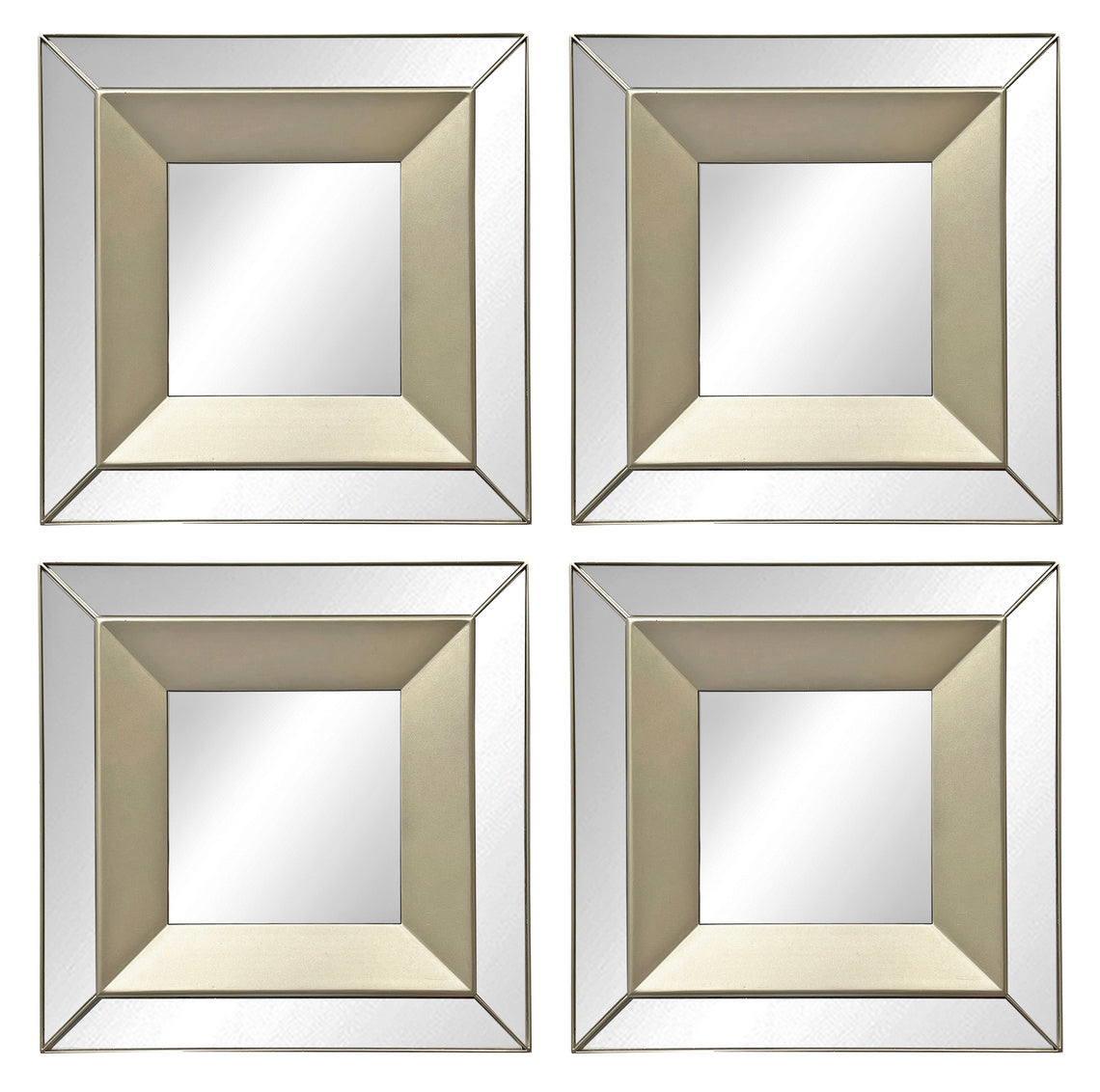 4PC MODERN SQUARE MIRRORS SET - SIZE: 4 - 10" Mirrors