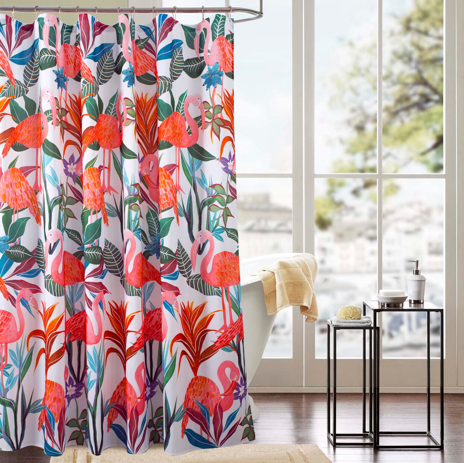 Classic Flamingo Printed Shower Curtain -  70 x 72 in.