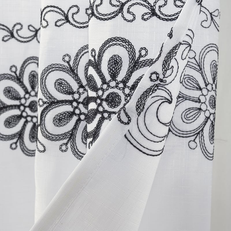 Coby Black Embroidered Shower Curtain