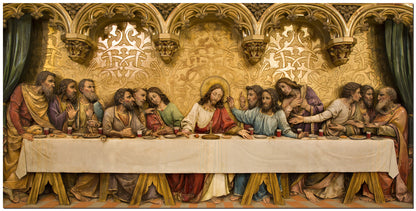 WOOD PLAQUE - LAST SUPPER - SIZE: 12" x 24"