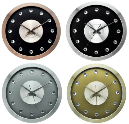 16" ELECTRO-PLATED METAL CLOCKS WITH JEWELS IN ASST COLORS