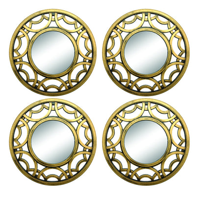 4PC -10" MIRROR SET IN BRUSHED GOLD - SIZE: 4 - 10" Mirrors