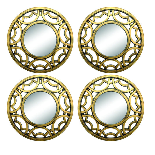 4PC -10" MIRROR SET IN BRUSHED GOLD - SIZE: 4 - 10" Mirrors