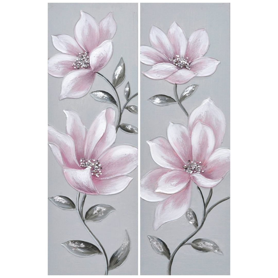 FLOWER VINE EMBELLISHED CANVAS - SIZE: 12" x 36"