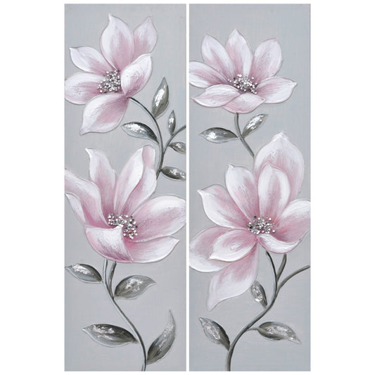 FLOWER VINE EMBELLISHED CANVAS - SIZE: 12" x 36"