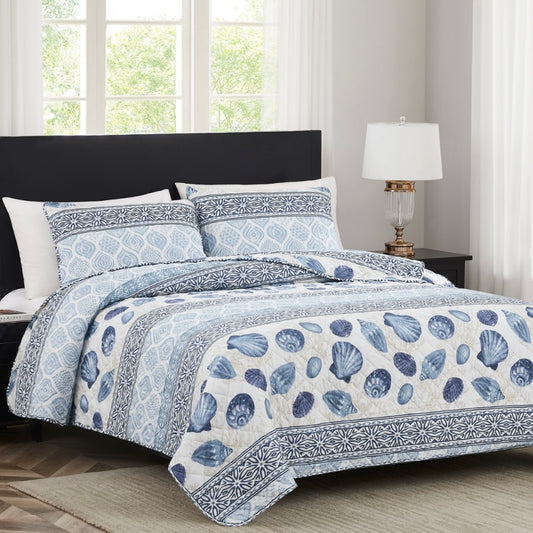 RT Designers Collection Melrose Bahama 3pc Stitched Quilt OB Q