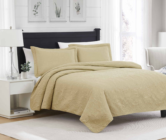 RT Designers Collection Mila 3pc Pinsonic Quilt Gold Queen